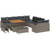 13 delar trädgårdsoff set med kuddar grå poly-rattan akacia vidaXL Stor – miniatyr 2