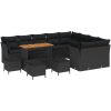 13 Delar Trädgårdsoffaset med Kuddar Svart Poly Rattan Akacia vidaXL Stor – miniatyr 2