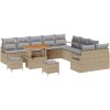 13 Delar Trädgårdssoffa Set med kuddar Beige Poly Rattan Akacia vidaXL Stor – miniatyr 2