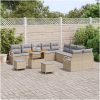 13 Delar Trädgårdssoffa Set med kuddar Beige Poly Rattan Akacia vidaXL Stor – miniatyr 3