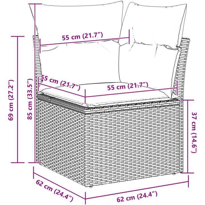13 Delar Trädgårdssoffset med Kuddar Grå Poly Rotting Akacia vidaXL Större – bild 12