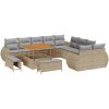13 Delars Trädgårdsofa Set med Kuddar Beige Poly Rattan Akacia vidaXL Stor – miniatyr 2