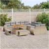 13 Delars Trädgårdsofa Set med Kuddar Beige Poly Rattan Akacia vidaXL Stor – miniatyr 3