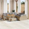 13 Delars Trädgårdsofa Set med Kuddar Beige Poly Rattan Akacia vidaXL Stor – miniatyr 1