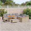 13-delars trädgårdsoff set med kuddar Beige Poly Rattan Akacia vidaXL 121 x 62 x 69 cm, stor, 100 cm – miniatyr 3