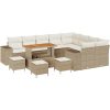 13-delars trädgårdsoff-set med kuddar, beige, poly rattan, akaciaträ vidaXL Medium – miniatyr 2