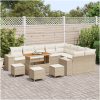 13-delars trädgårdsoff-set med kuddar, beige, poly rattan, akaciaträ vidaXL Medium – miniatyr 3