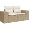 13-delars trädgårdsoff-set med kuddar, beige, poly rattan, akaciaträ vidaXL Medium – miniatyr 6