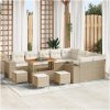 13-delars trädgårdsoff-set med kuddar, beige, poly rattan, akaciaträ vidaXL Medium – miniatyr 1