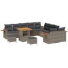 13-delars trädgårdsoff-set med kuddar Grå poly rattan Akacia vidaXL Stor – miniatyr 2