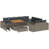 13-delars Trädgårdsoff SET med Kuddar Grå Poly Rattan Akacia vidaXL Stor – miniatyr 2