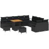 13-delars trädgårdsoff set med kuddar Svart Poly Rattan Acacia vidaXL Rymmer 5 personer – miniatyr 2