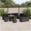13-delars trädgårdsoff set med kuddar Svart Poly Rattan Acacia vidaXL Rymmer 5 personer – miniatyr 3