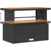 13-delars trädgårdsoff set med kuddar Svart Poly Rattan Akacia vidaXL Stor – miniatyr 9