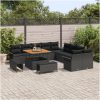 13 delars trädgårdsoff set med kuddar svart poly Rattan akacia vidaXL Stor – miniatyr 3