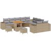 13 Delars Trädgårdsoffagrupp med Kuddar Beige Poly Rattan Akacia vidaXL Stor – miniatyr 2