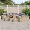 13 Delars Trädgårdsoffagrupp med Kuddar Beige Poly Rattan Akacia vidaXL Stor – miniatyr 3