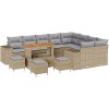 13-delars trädgårdsoffagrupp med kuddar beige poly rattan akacia vidaXL Stort – miniatyr 2