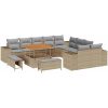 13-delars Trädgårdsoffaset med Dynor Beige Poly Rattan Akacia vidaXL Stor – miniatyr 2