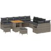 13-delars Trädgårdsoffaset med Dynor Grå Poly Rattan Akacia vidaXL Stor – miniatyr 2