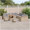 13-delars trädgårdsoffaset med kuddar beige poly rattan akacia vidaXL Stor – miniatyr 3
