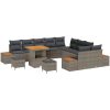 13-delars trädgårdsoffaset med kuddar grå poly rattan akacia vidaXL Stor – miniatyr 2