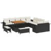 13-delars trädgårdsoffaset med kuddar i svart polyrotting och akacia. vidaXL 2 - Sits, 3 - Sits, 100 cm – miniatyr 2
