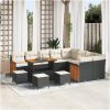 13-delars trädgårdsoffaset med kuddar svarta poly rattan ackacia vidaXL Liten, 2 - Sits, 4 - Sits, 110 cm, 184 x 62 x 85 cm – miniatyr 1