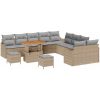 13 Delars Trädgårdsoffasett med Kuddar Beige Polyrotting Akacia vidaXL Stor – miniatyr 2