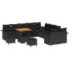13 Delars Trädgårdsoffasett med kuddar Svart Poly Rattan Akacia vidaXL Stor – miniatyr 2