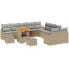 13-delars trädgårdsoffset med kuddar Beige Poly Rattan vidaXL Stor – miniatyr 2