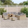13-delars trädgårdsoffset med kuddar Beige Poly Rattan vidaXL Stor – miniatyr 3