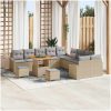13-delars trädgårdsoffset med kuddar Beige Poly Rattan vidaXL Stor – miniatyr 1