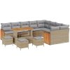 13-delars Trädgårdsoffset med kuddar Beigefärgad Poly Rattan Akacia vidaXL Stor – miniatyr 2