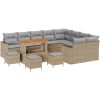 13-delars trädgårdsoffuppsättning med kuddar Beige Poly Rattan Akacia vidaXL Stor – miniatyr 2