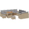 13-delars utesoffa-set med kuddar beige konstrotting akacia vidaXL Stor – miniatyr 2