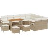 13-delat trädgårdsmöbelset med beige kuddar i poly-rotting akacia vidaXL Stor – miniatyr 2