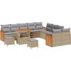 13-delat Trädgårdsofa Set med Kuddar Beige Poly Rattan Akacia vidaXL Stor – miniatyr 2