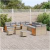 13-delat Trädgårdsofa Set med Kuddar Beige Poly Rattan Akacia vidaXL Stor – miniatyr 3