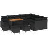 13-delat trädgårdsofa-set med kuddar Svart Poly Rattan Acacia vidaXL Medel – miniatyr 2