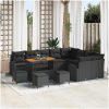 13-delat trädgårdsofa-set med kuddar Svart Poly Rattan Acacia vidaXL Medel – miniatyr 1