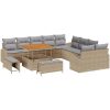 13-delat trädgårdsofaset med kuddar Beige Polyrotting Akacia vidaXL Medium – miniatyr 2