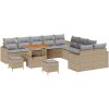 13-delat trädgårdsoff-set med kuddar Beige Poly konstrotting Akacia vidaXL Stor – miniatyr 2