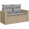 13-delat trädgårdsoff-set med kuddar Beige Poly konstrotting Akacia vidaXL Stor – miniatyr 4