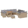 13-delat Trädgårdsoff Set Med Kuddar Beige Poly Rattan Akacia vidaXL Stor – miniatyr 2