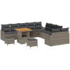 13-delat trädgårdsoff-set med kuddar Grå Poly Rattan Akacia vidaXL Medium – miniatyr 2