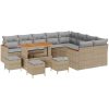 13-delat trädgårdsoffaset med kuddar beige konstrotting akacia vidaXL Stor – miniatyr 2