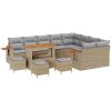13-delat Trädgårdsoffset med Kuddar Beige Poly Rattan Akacia vidaXL Stor – miniatyr 2