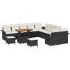 13 Delat Trädgårdssoffa Set med Kuddar Svart Poly Rattan Akacia vidaXL Stor – miniatyr 2