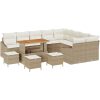 13-delat Trädgårdssoffset med kuddar Beige Poly Rattan Akacia vidaXL Stor – miniatyr 2